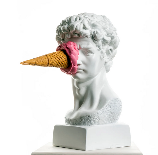 David Icecream Bust Statue, 33 cm / 13", Pop Art Sculpture